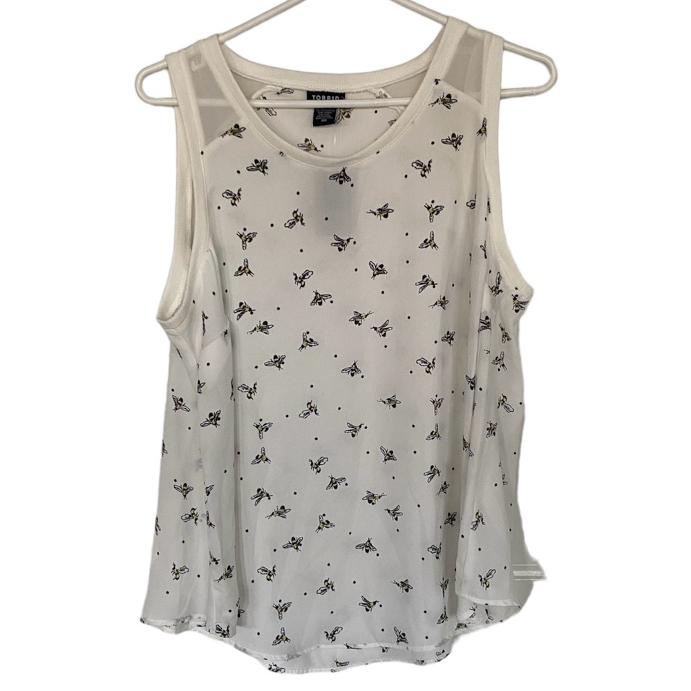 NWT Torrid Sleeveless Blouse White with Bees Size 00